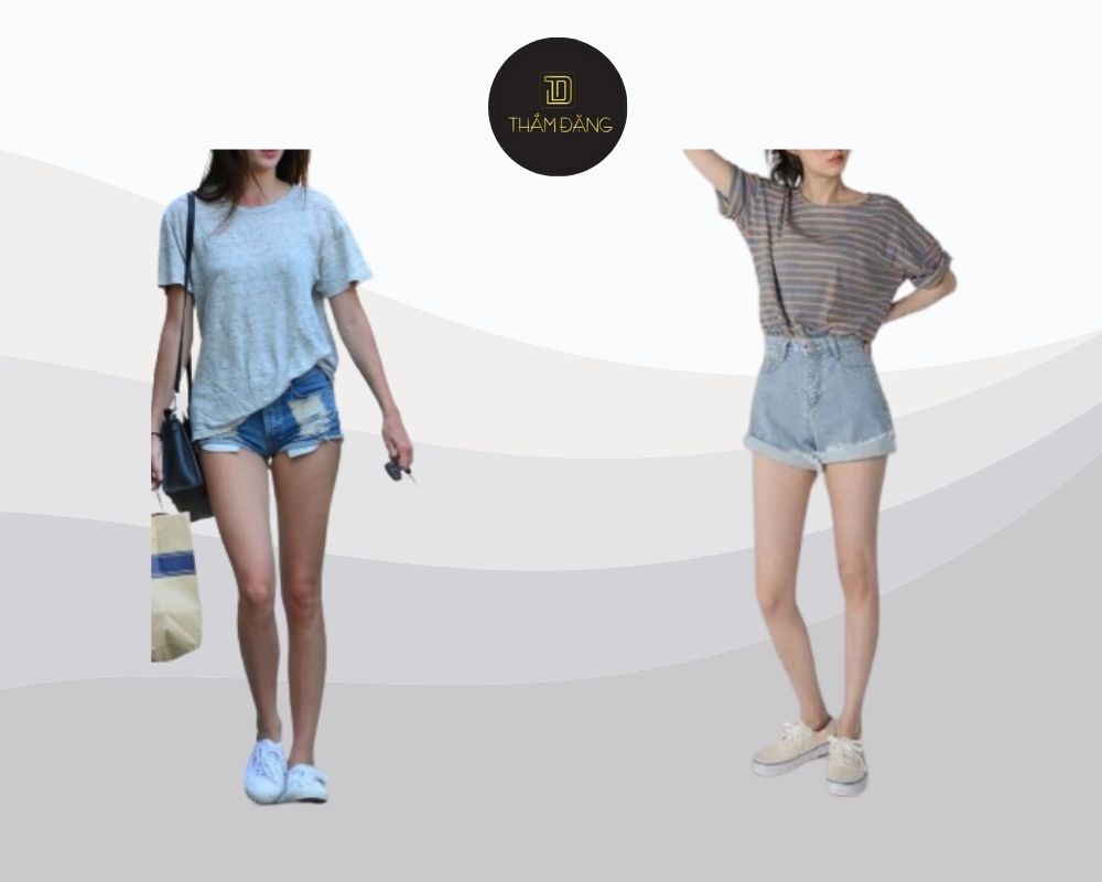 Áo thun oversize và quần short jeans rách tạo nên phong cách phá cách, bụi bặm đậm chất đường phố.
