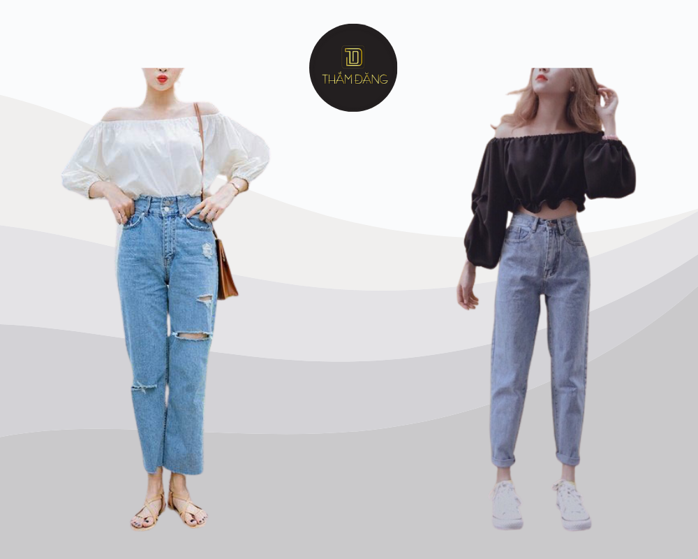 Áo trễ vai quần baggy năng động thoải mái phong cách cho cuối tuần.