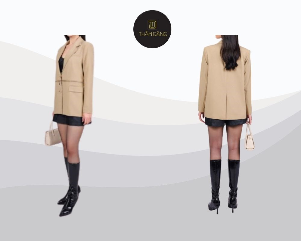 Áo vest basic phối cùng quần short da tạo nên sự tương phản thú vị giữa nét thanh lịch và cá tính.