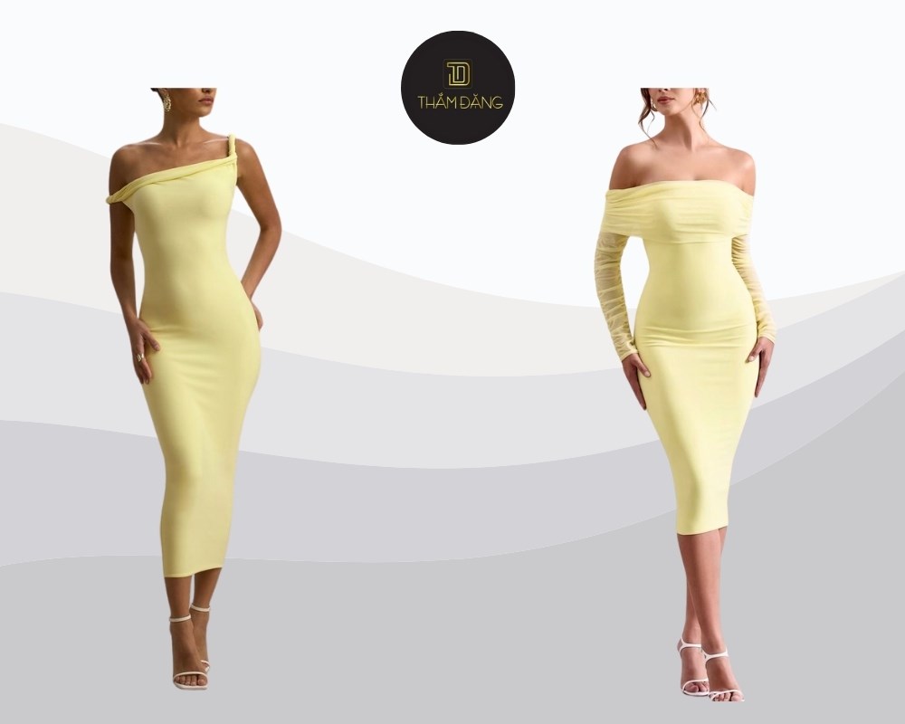 đầm body vàng ivory tôn dáng 