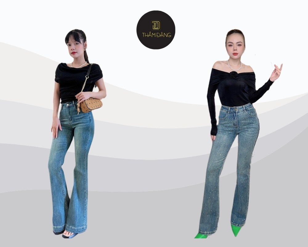 mặc quần ống loe chuẩn size giúp chân trông dài hơn