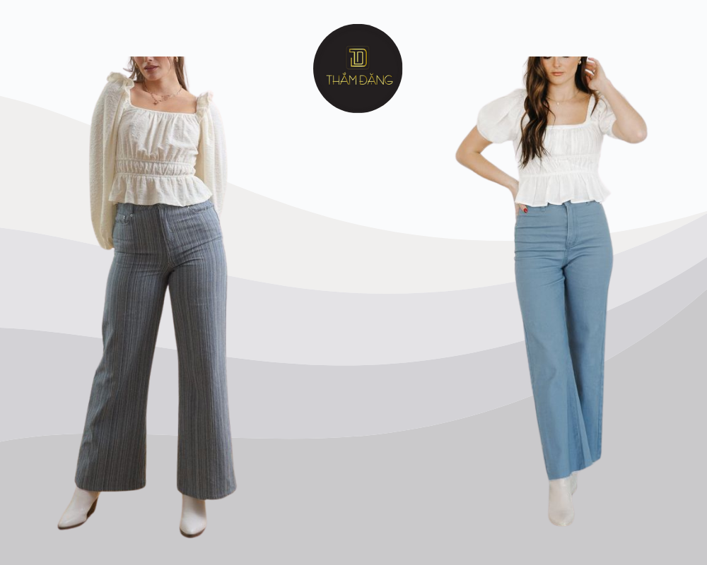 Tôn vòng eo thon gọn và che khuyết điểm tinh tế với combo peplum và jean ống rộng.