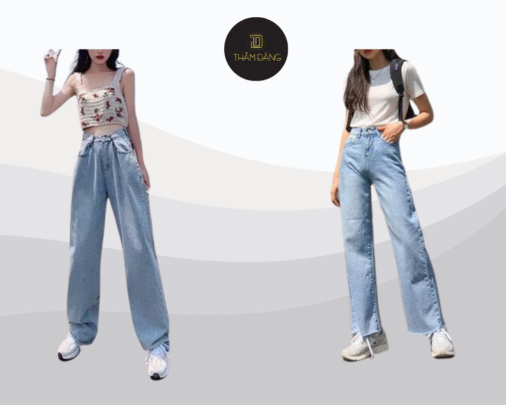 Set đồ quần jean ống rộng và giày sneaker trắng mang đến phong cách năng động, thời thượng và cực kỳ thoải mái.