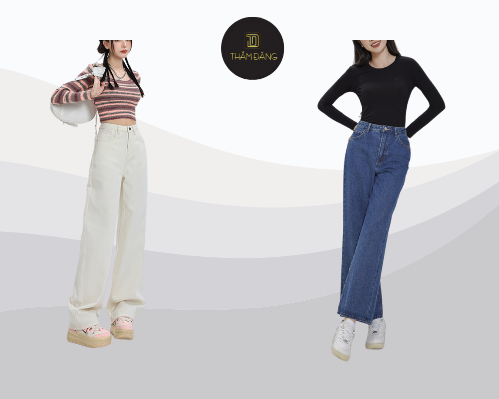 Set đồ quần jean ống rộng kết hợp áo dài tay ôm body mang đến vẻ ngoài tôn dáng, thanh thoát và cực kỳ thời thượng.