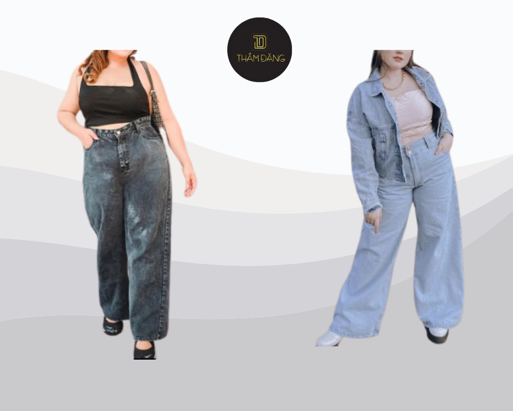 Quần jean ống suông thẳng với màu tối và chất liệu co giãn vừa phải giúp tôn dáng thanh mảnh và thoải mái cho chị em dáng 