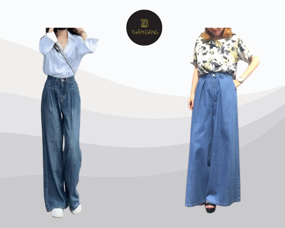 Chọn quần jean ống rộng và phối đồ khéo léo giúp chị em dáng gầy tạo cảm giác đầy đặn và cân đối hơn.