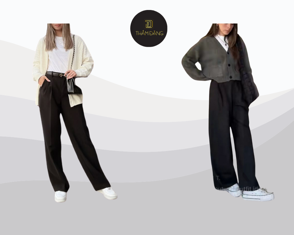 Cardigan kết hợp quần ống rộng mang đến vẻ ngoài nữ tính, thanh lịch và thời thượng cho mọi dịp