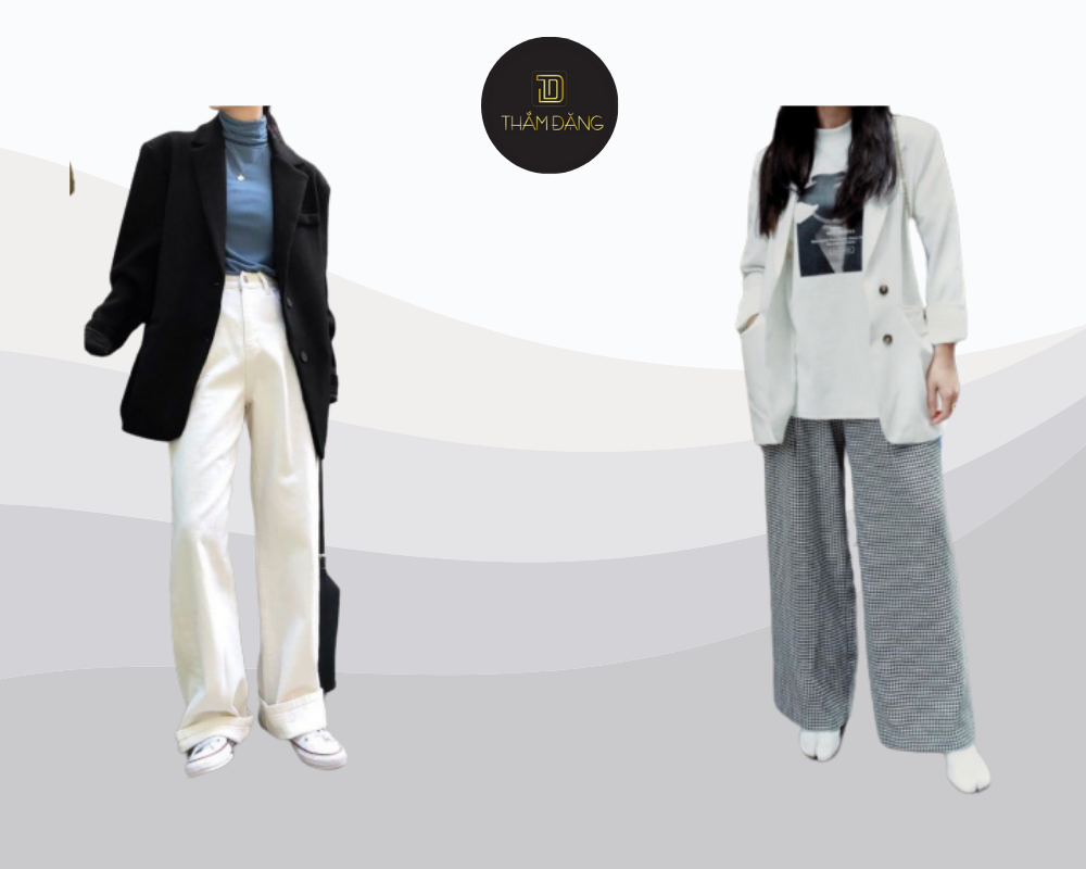 Phong cách layer áo khoác kết hợp quần ống rộng, tạo nên sự hiện đại và ấn tượng cho mùa thu đông 2025