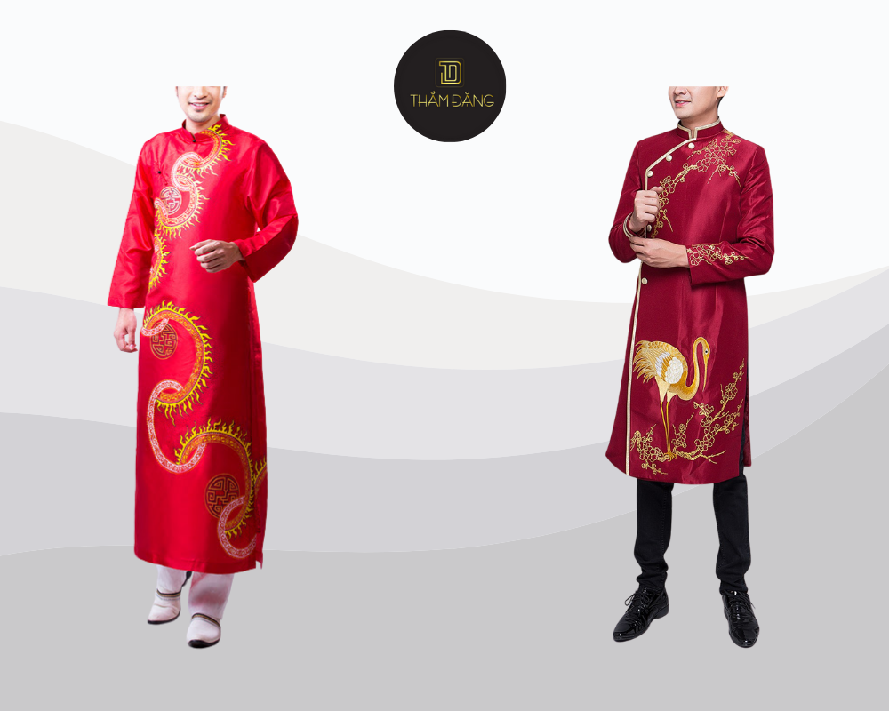 Áo dài nam truyền thống, sự kết hợp hoàn hảo giữa lịch lãm và trang trọng, tôn vinh vẻ đẹp văn hóa trong ngày trọng đại.