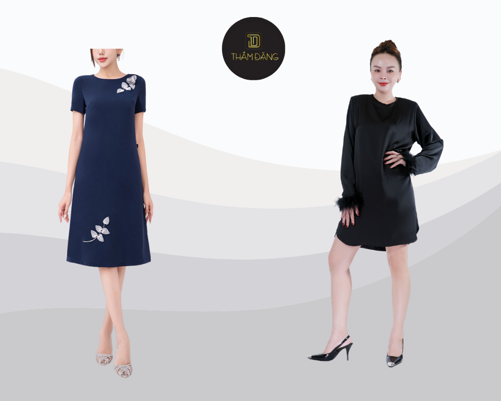 Đầm suông quý phái là lựa chọn hoàn hảo giúp các mẹ vừa thoải mái vừa thanh lịch trong ngày vui của con.