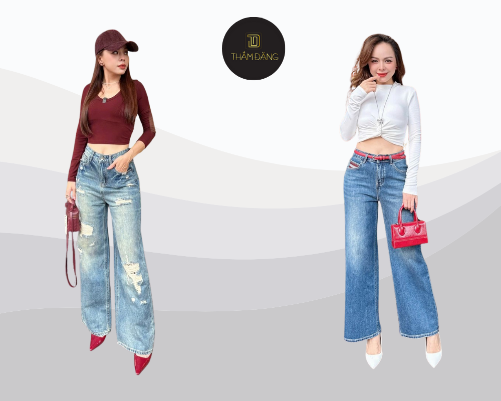 Outfit croptop và quần jeans cạp cao mang đến phong cách trẻ trung và thời thượng cho buổi đi bar.