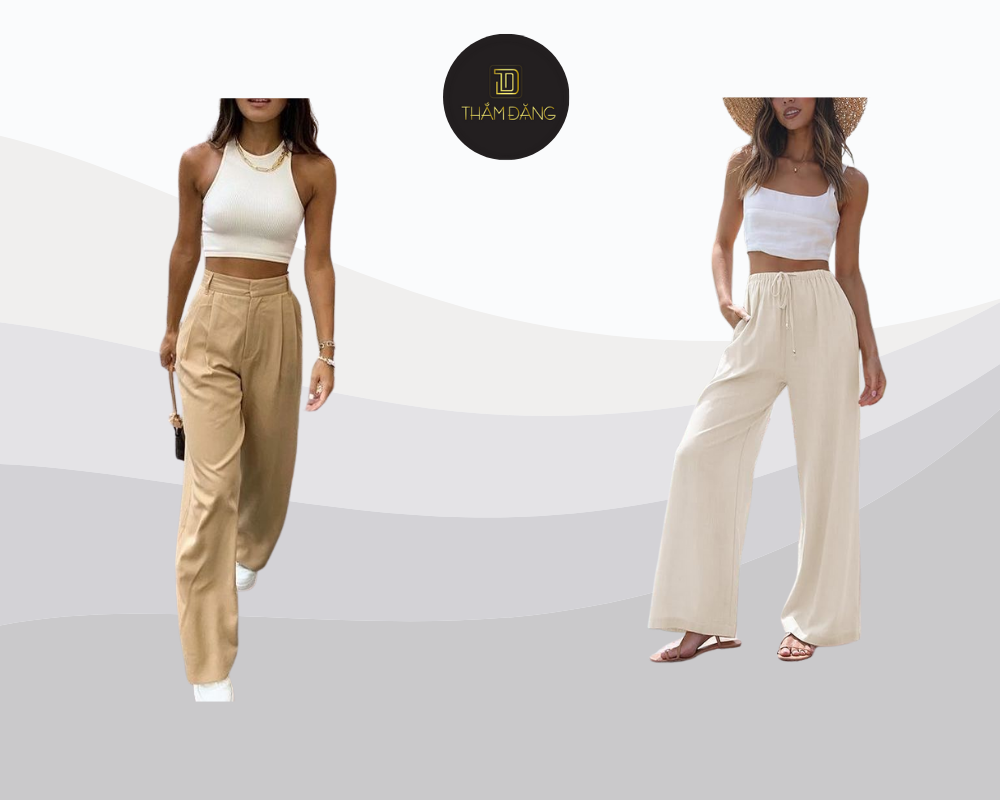 Set đồ thanh lịch, thoải mái với áo tank top và quần palazzo, hoàn hảo cho những buổi tối phong cách.