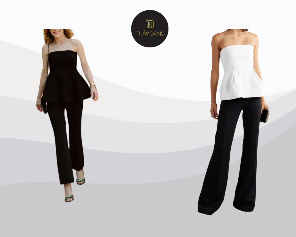 Set đồ peplum và skinny jeans mang đến vẻ ngoài nữ tính, hiện đại và tinh tế cho những buổi tiệc sang trọng.