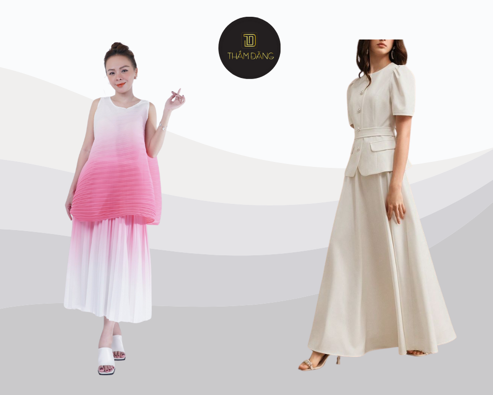 Váy midi hoặc maxi kết hợp gam màu nhã nhặn và họa tiết tinh tế là lựa chọn lý tưởng khi viếng chùa mùa hè