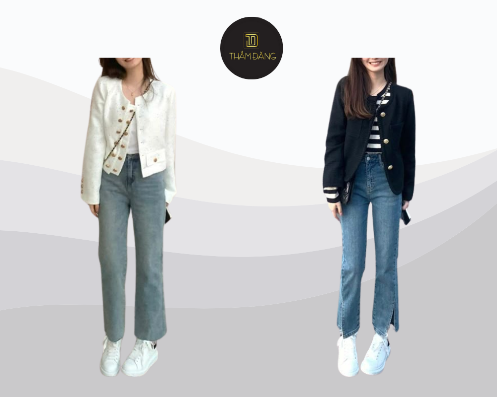 Áo dạ tweed thanh lịch kết hợp cùng phụ kiện tinh tế tạo nên phong cách Pháp đầy sang trọng và ấm áp trong những ngày xuân Đà Lạt.