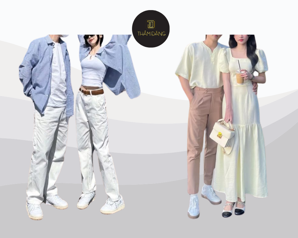 Cặp đôi hòa hợp trong trang phục và không gian lãng mạn của phố cổ Hội An.