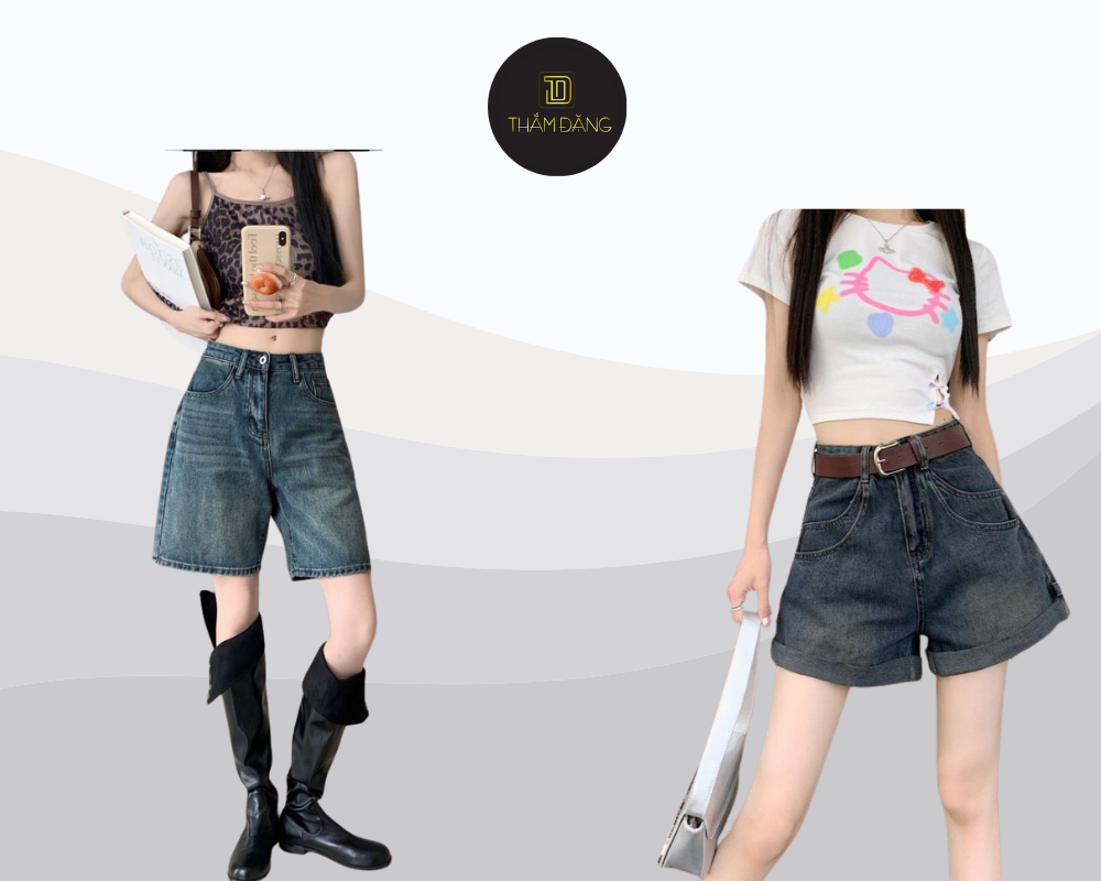 Set crop top và short jean năng động, thoải mái cùng phụ kiện chuẩn 