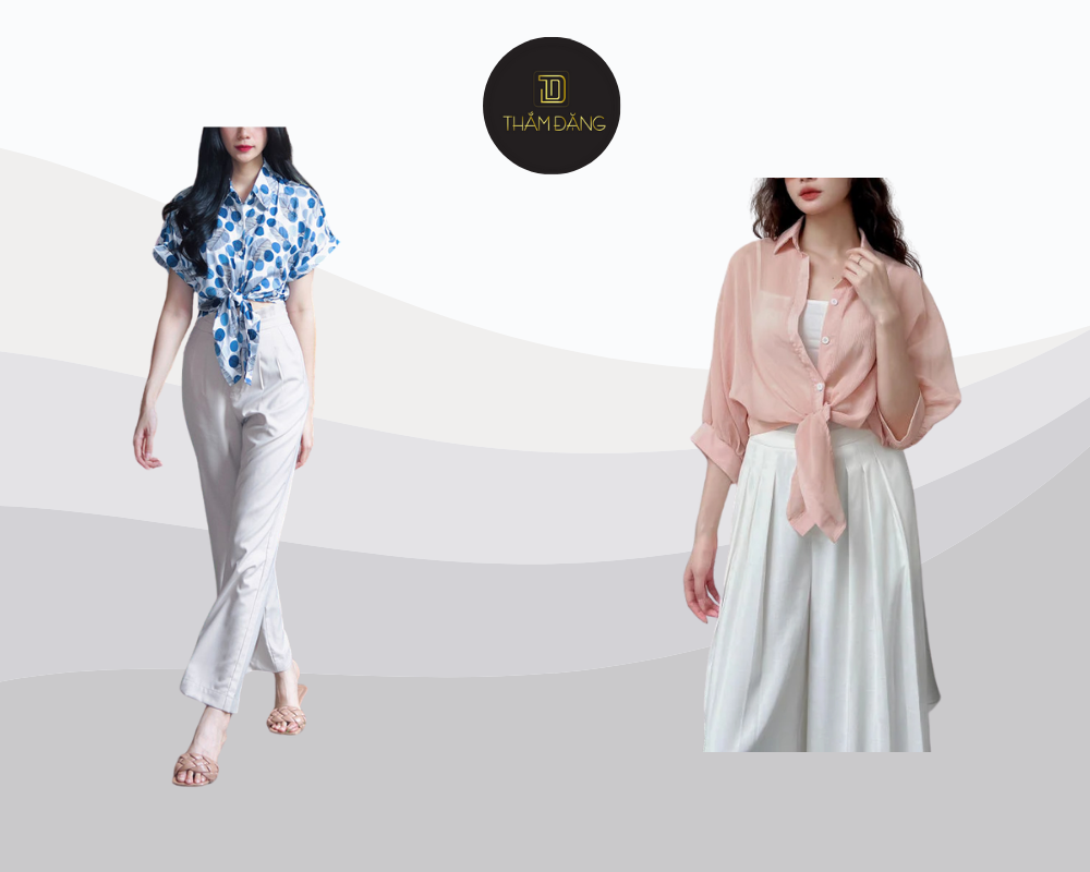 Sơ mi cột eo kết hợp quần ống rộng tạo nên outfit thanh lịch, hiện đại và đầy tinh tế cho những buổi dạo phố sang trọng.