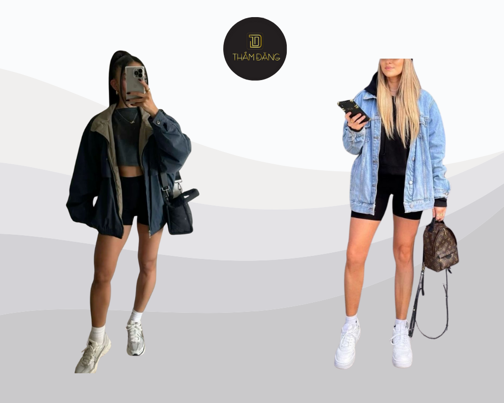 Áo biker kết hợp quần short tạo nên set đồ cá tính, thoải mái và cực kỳ thu hút cho những buổi dạo phố hay check-in sành điệu.