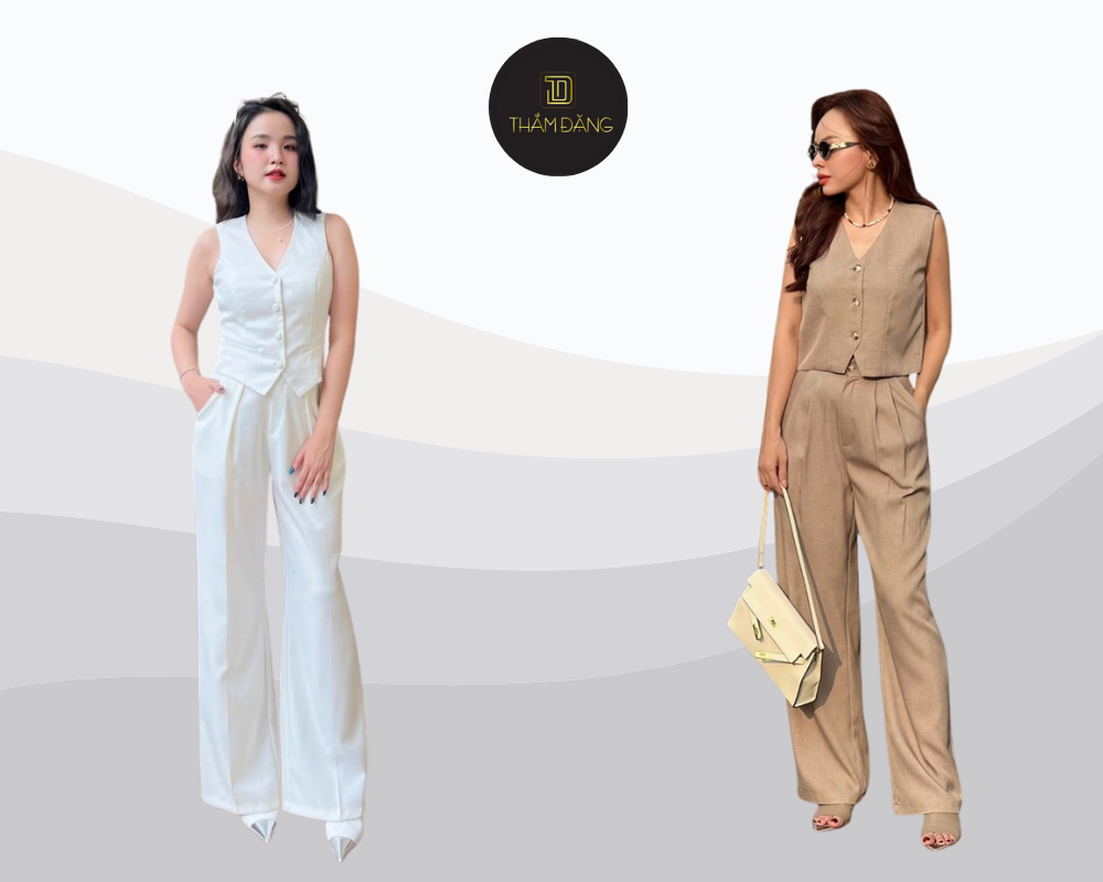 Outfit vest cách tân phối quần âu mang đến vẻ hiện đại, thanh lịch cho những buổi tối sang trọng tại Nha Trang.