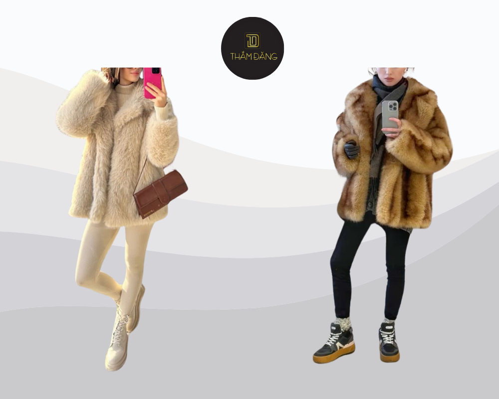 Áo khoác lông nhẹ phối cùng leggings tôn dáng là lựa chọn ấm áp và thời thượng cho những ngày se lạnh ở Nha Trang.