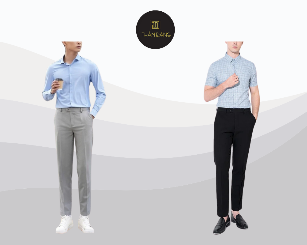 Set đồ sơ mi và quần âu đơn giản nhưng chuyên nghiệp, phù hợp cho mọi buổi phỏng vấn.