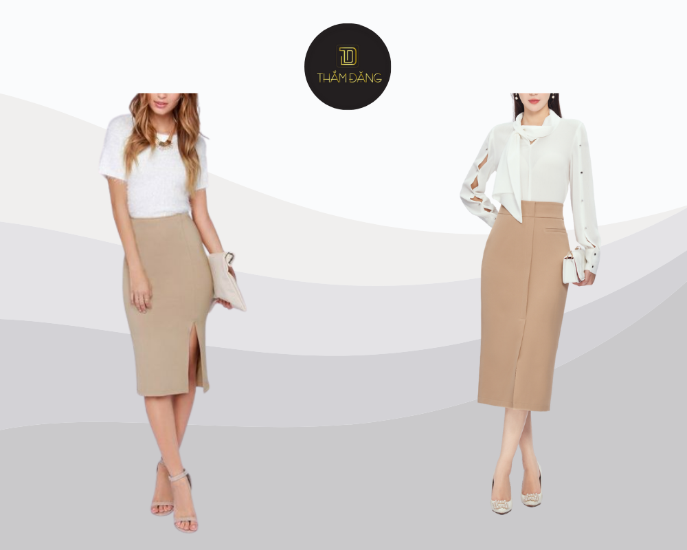 Set đồ công sở thanh lịch với chân váy bút chì và áo sơ mi trắng giúp nàng ghi điểm tuyệt đối.