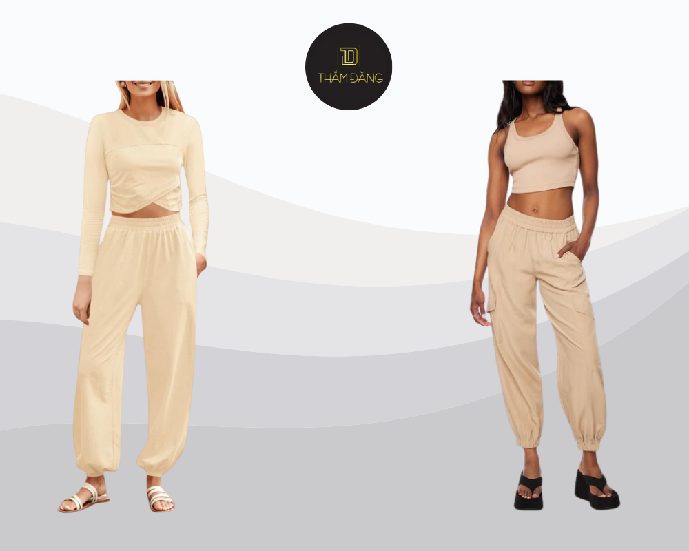 Năng động trẻ trung cùng áo crop top màu be phối jogger cho vẻ ngoài tinh tế và cuốn hút.