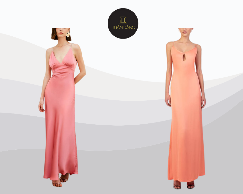 Váy maxi hồng cam kết hợp phụ kiện vàng mang đến vẻ đẹp nữ tính, sang trọng và quyến rũ cho mùa hè.