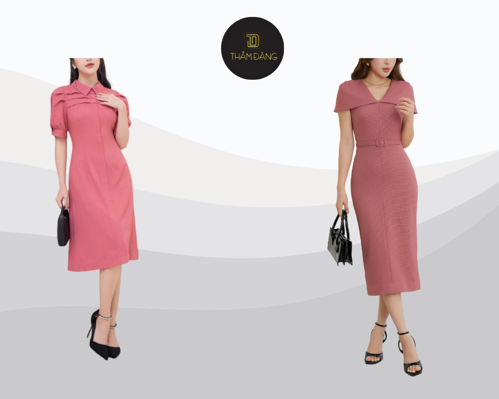 Đầm suông hồng vỏ đỗ nhẹ nhàng tôn lên vẻ đẹp nữ tính, duyên dáng, lý tưởng cho những ngày hè hay tiệc nhẹ.