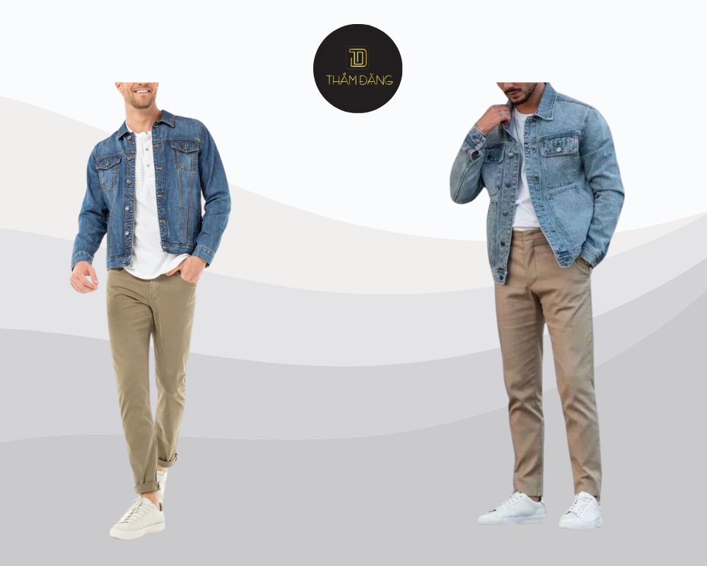 Set đồ nhẹ nhàng nhưng đầy phong cách với áo thun trắng và quần kaki nude, hoàn hảo cho những buổi dạo phố cuối tuần.