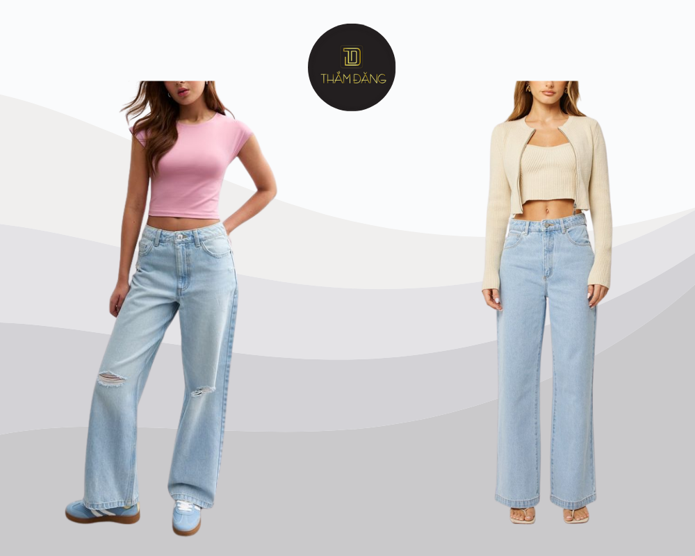 Năng động cá tính với áo croptop tím pastel và quần jeans ống suông nhẹ nhàng nữ tính cho những buổi dạo chơi cuối tuần thật sành điệu.