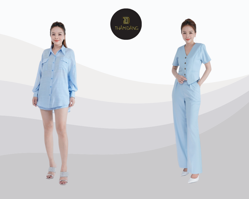 Màu thiên thanh ghi điểm tuyệt đối nhờ khả năng tôn da, dễ phối đồ và mang đến cảm giác thư thái đầy thanh lịch.