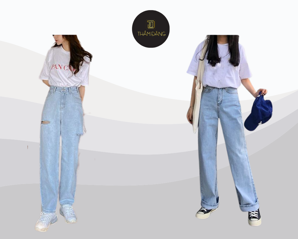 Combo jeans thiên thanh và áo phông trắng mang đến vẻ trẻ trung, năng động mà vẫn tinh tế cho mọi độ tuổi và hoàn cảnh.