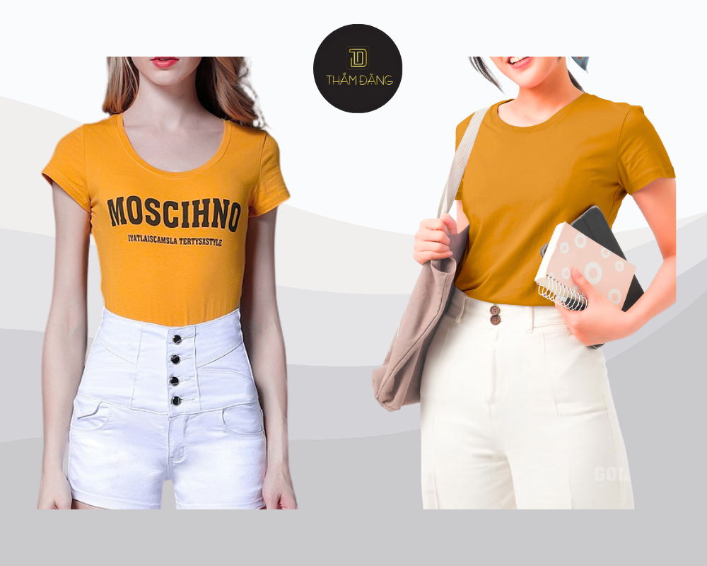Áo phông vàng bò phối short trắng mang đến outfit mùa hè trẻ trung rực rỡ và đầy năng lượng.