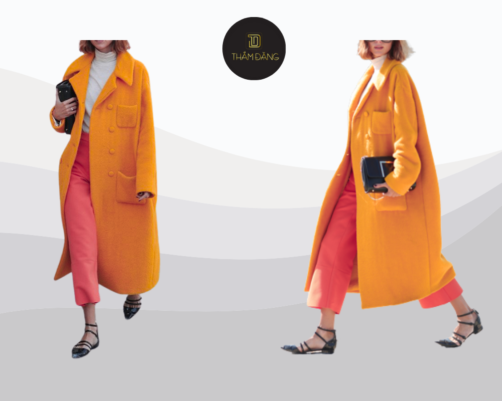 Áo vàng bò kết hợp quần cam đất hoặc hồng đất tạo nên outfit ton-sur-ton ấm áp, thời thượng và đầy tự tin.
