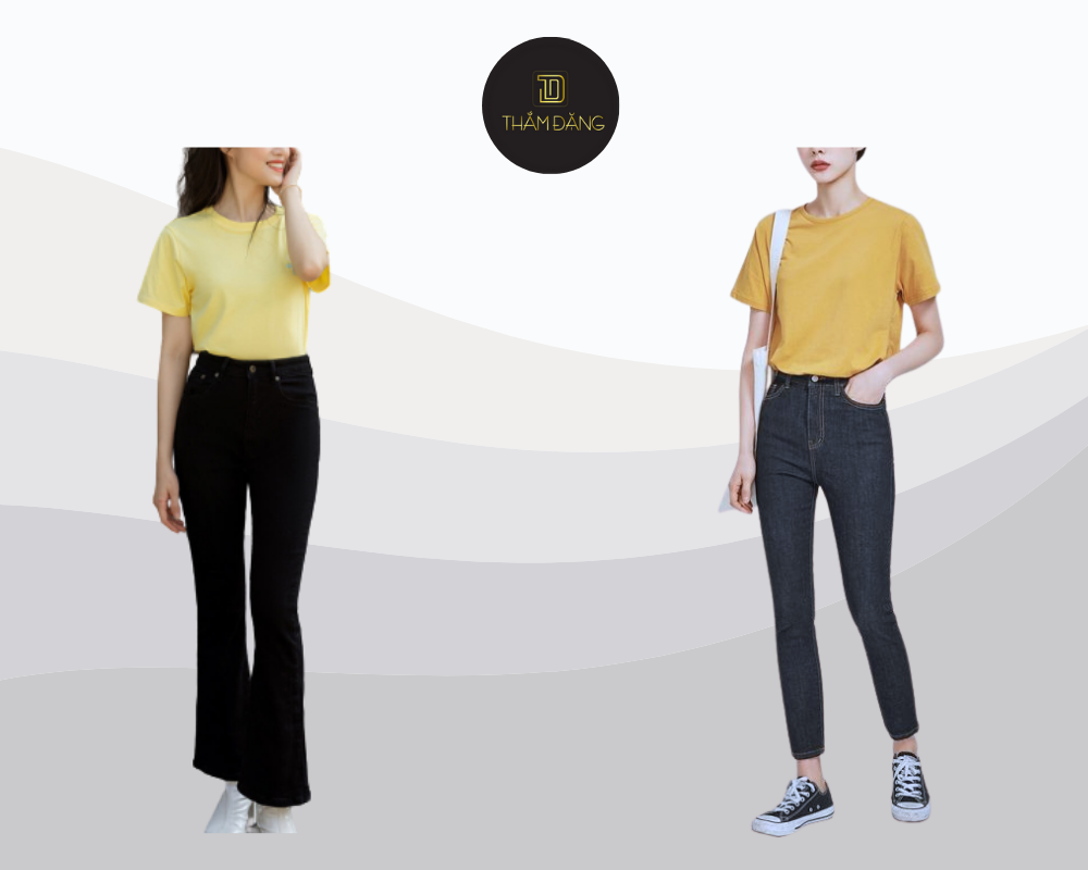 Áo thun vàng chanh kết hợp quần jeans đen tạo nên set đồ cơ bản trẻ trung và nổi bật đầy cuốn hút.