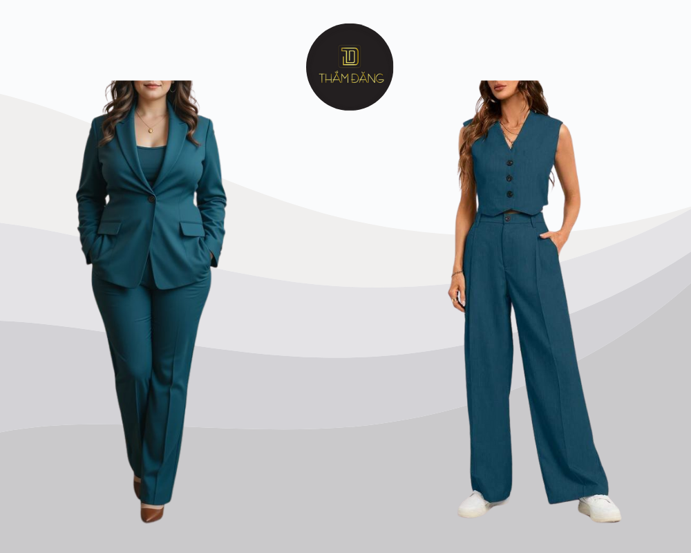 Set vest xanh cổ vịt: sự kết hợp hoàn hảo giữa chuyên nghiệp và cá tính cho người phụ nữ hiện đại.