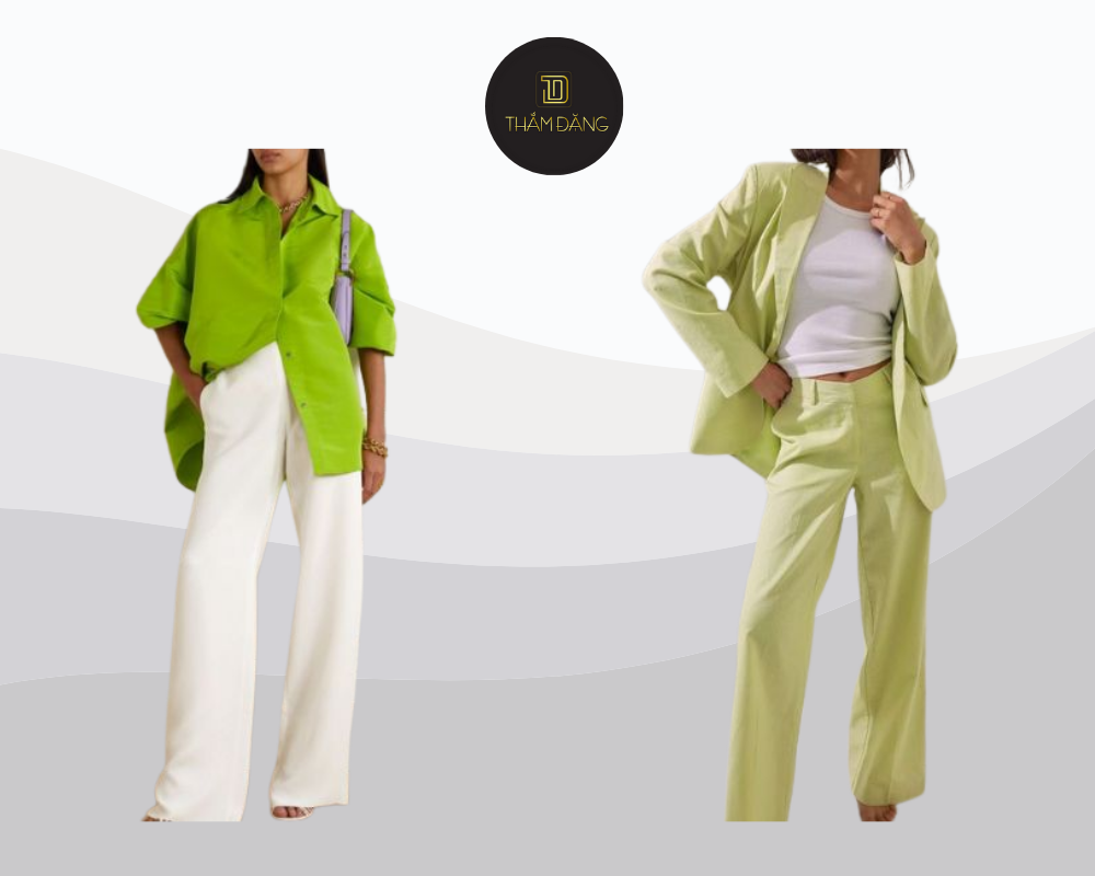 Quần kaki và áo xanh cốm mang đến vẻ ngoài thanh lịch, trẻ trung và tinh tế, hoàn hảo cho môi trường công sở hoặc những buổi hẹn hò nhẹ nhàng.