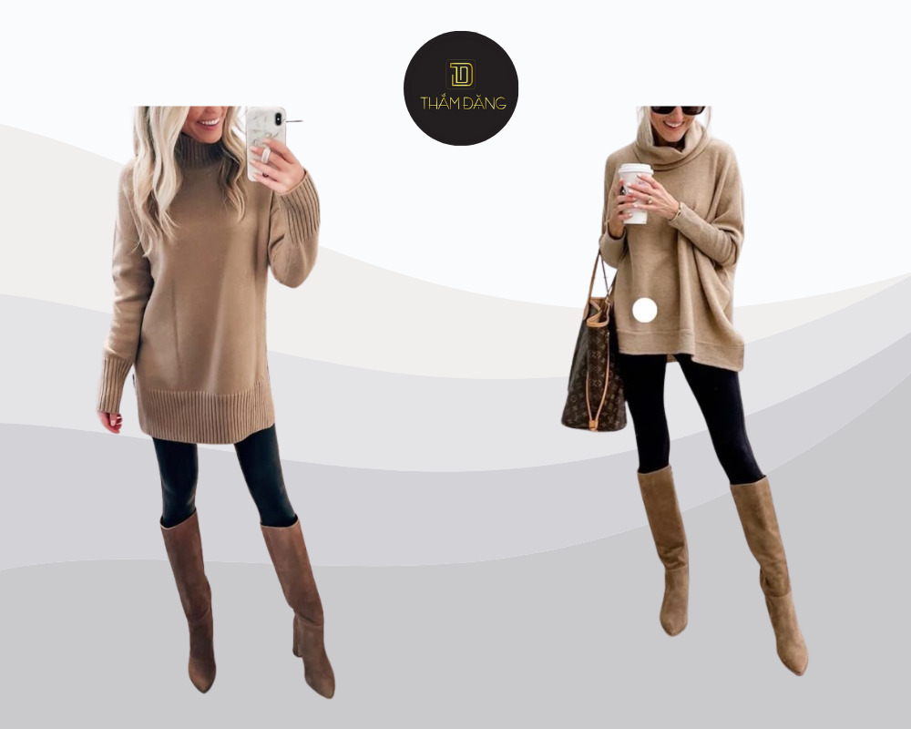 Giữ ấm ngày lạnh thật phong cách với combo áo len taupe, skinny jean và boots da đầy cuốn hút.