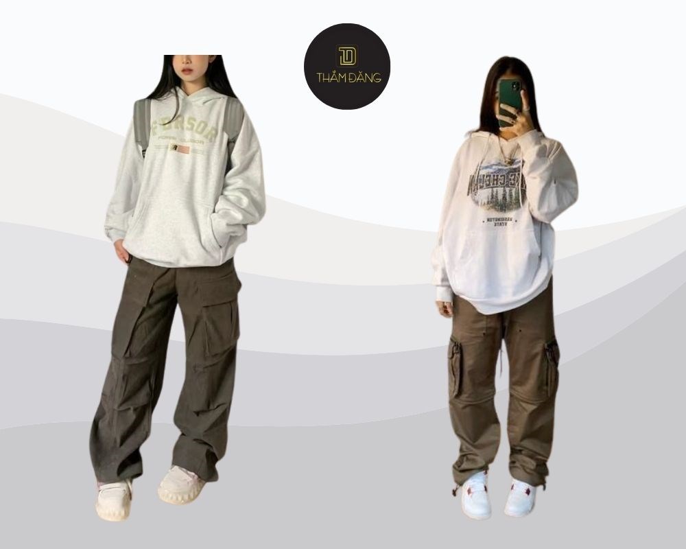 Phối áo hoodie với quần cargo tạo vẻ ngoài streetwear cá tính, phong cách và hiện đại