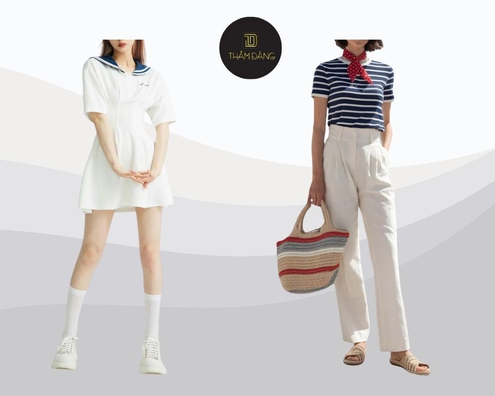 Hàng hải phong cách thời trang hiện nay đang hot mang đến vẻ thanh lịch với kẻ sọc, màu navy và chi tiết mỏ neo