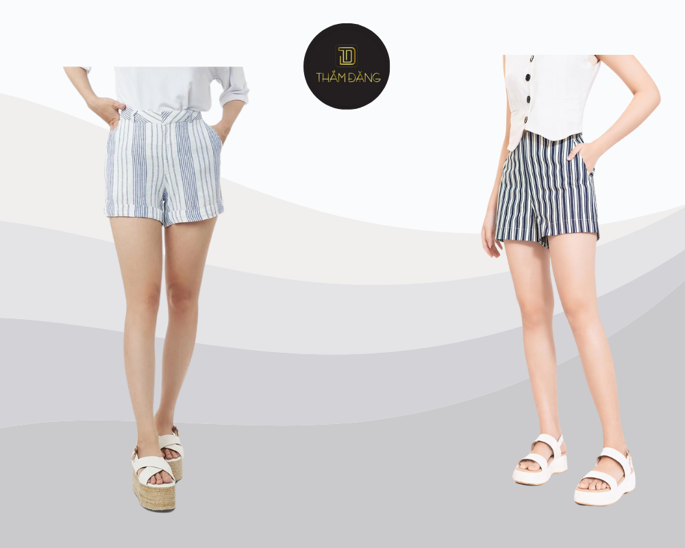 Quần kẻ sọc là một lựa chọn thú vị, tạo điểm nhấn cho bộ trang phục