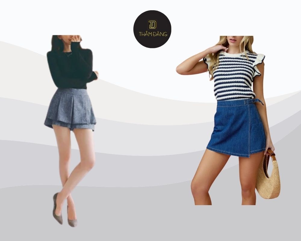 cách phối đồ với quần giả váy mùa thu
