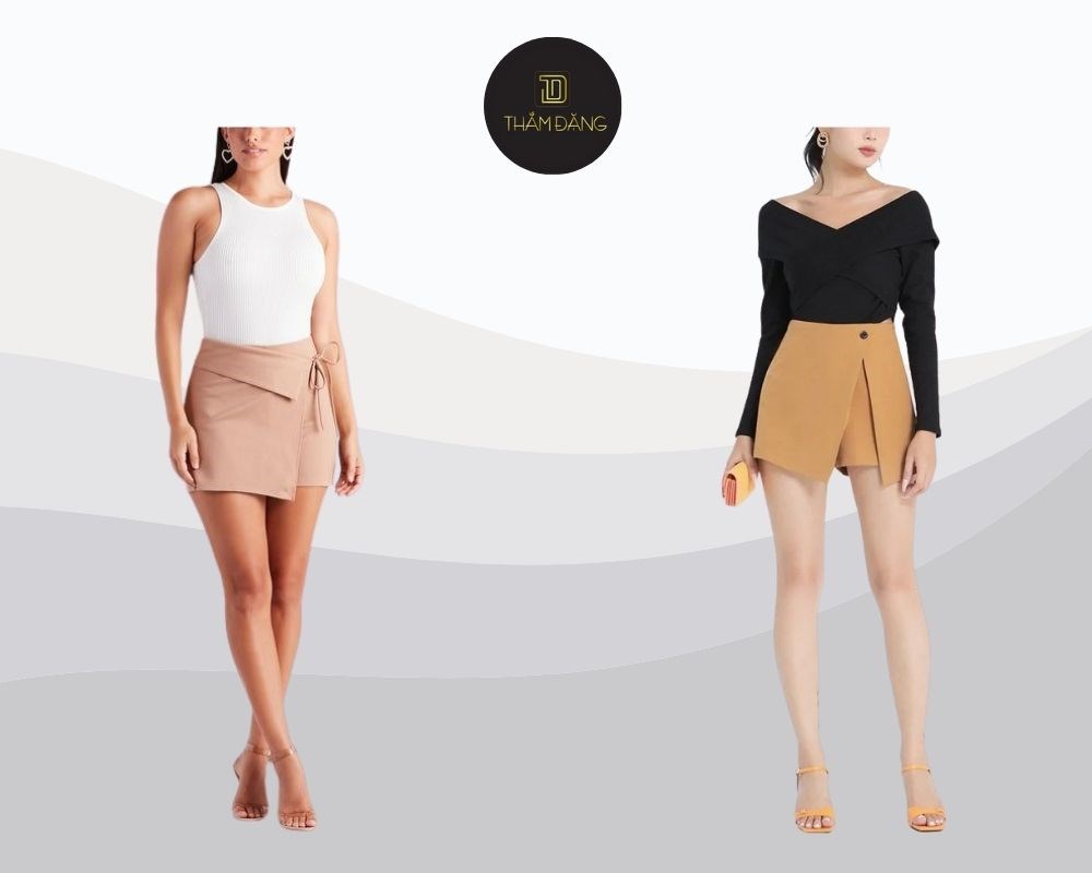 cách phối đồ với quần giả váy thun co giãn