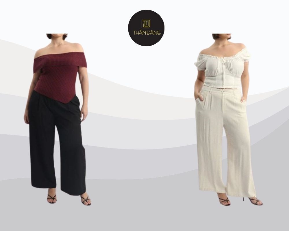 cách phối đồ với quần ống rộng cho người béo nữ tính