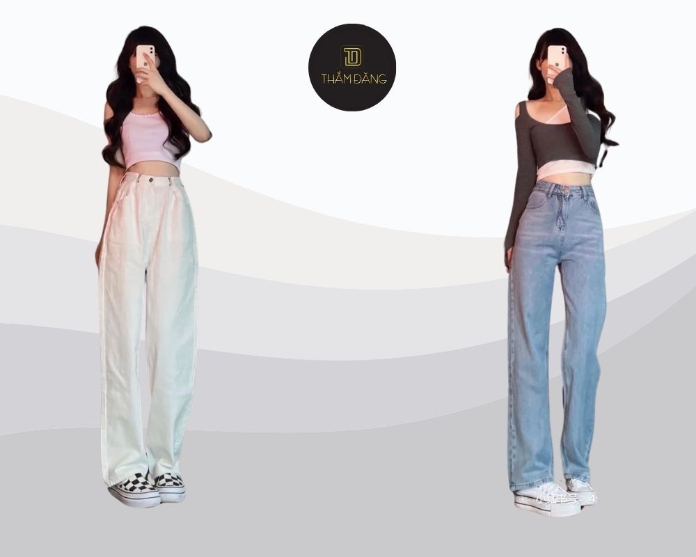 Sự kết hợp giữa mẫu quần ống rộng cạp cao và áo croptop tạo nên vẻ vừa năng động vừa thời trang