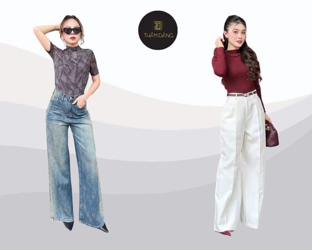 Item thời trang kết hợp giữa quần bò ống rộng và áo len dáng ôm lại là lựa chọn hoàn hảo cho những người có chiều cao khiêm tốn, Cách phối đồ với quần ống rộng cho người lùn