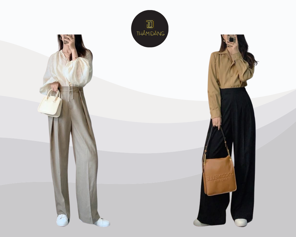 Set đồ quần tây áo sơ mi phong cách Hàn Quốc trẻ trung và thanh lịch