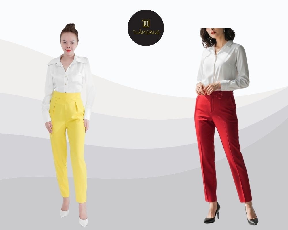 cách phối quần tây áo sơ mi nữ cá tính